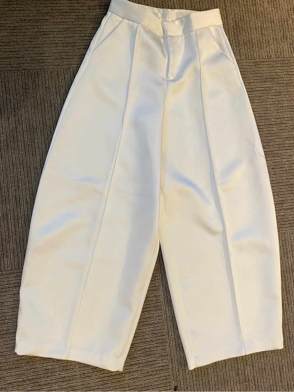 Wide Leg White Cropped Trousers